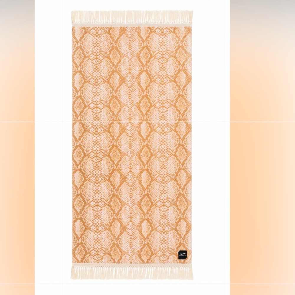 NWT Slowtide Diamond Back Beach Towel Premium Cotton Sustainable 30” x 64” Tan